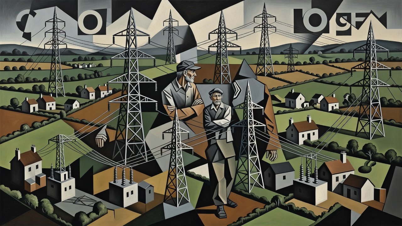 Cubist composition illustrating dispersed local knowledge of grid infrastructure impacts